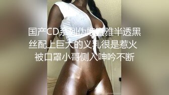 国产CD系列伪娘蜜雅半透黑丝配上巨大的义乳很是惹火 被口罩小哥侧入呻吟不断